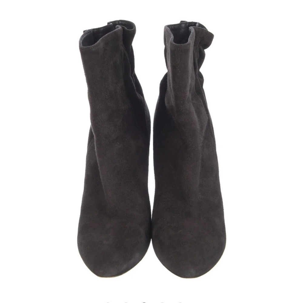 $1140 Christian Dior Gray Charcoal Suede Ruched Pleated Ankle Boots 35 / 5 - Picture 3 of 5